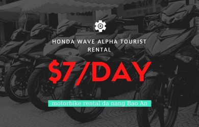 The Honda Wave Alpha is one of the most popular bikes in Vietnam. Very light, with excellent fuel economy.